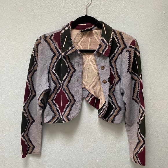 Southwestern Rodeo Style Denim Crop Jacket - Picture 4 of 6